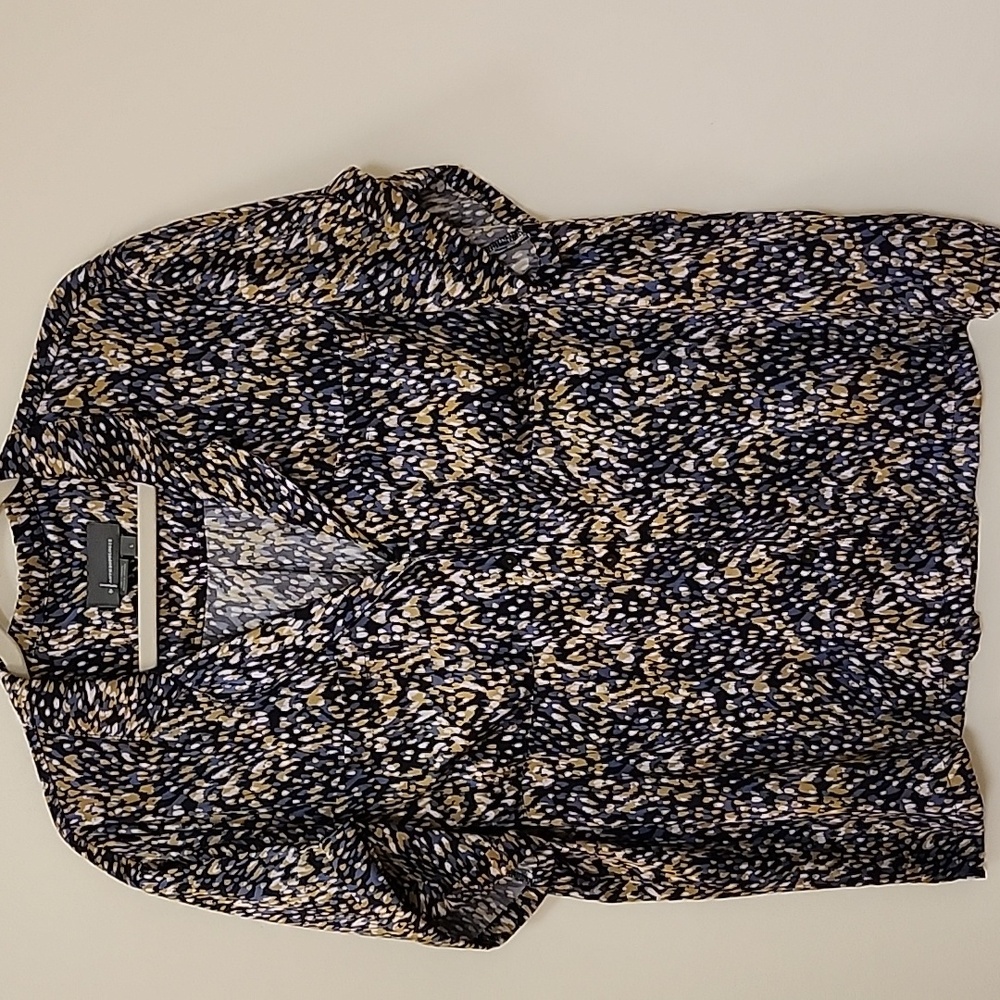Anthropologie Womens Blue Button Up Short Sleeve Blouse Size Large Mob Wife - Picture 15 of 15